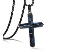 GTMJ Collar de cruz para hombre, cadena ajustable de acero inoxidable, 61 a 66 cm, joyería religiosa cristiana espiritual regalo para él, uso diario, Medio, Acero inoxidable, Sin piedra preciosa