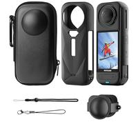 GTNCE Funda de silicona y funda para Insta360 X5/X4 - Funda rígida de piel sintética, funda de silicona, tapa de objetivo, antigolpes, antiarañazos, accesorios para cámara de acción Insta360 X5/X4