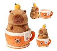GTNCE Kawaii Capybara Peluche XXL 28 cm 2 en 1 Marrón Doudou Capybara Peluche Lindo con Taza de Café Capibara de Simulación Capybara Suave y Lindo, Regalo para Niño Cumpleaños Navidad Halloween
