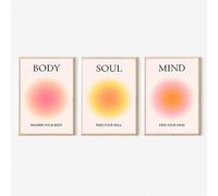 Gtoaxxno Juego de 3 lienzos de pintura artística para pared, póster de aura positiva para habitación (20 x 25 cm)