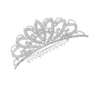 GTORCZDF Diadema con clips brillantes para el pelo, para dama de honor, corona de diamantes para niñas con alfileres, diadema de princesa de cristal, tiara de aleación, diadema de cumpleaños, para
