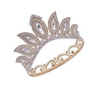 GTORCZDF Womangolden - Diadema con incrustaciones de estilo vintage para niñas, corona de diamantes de imitación, diadema dorada, accesorios de boda, tiara redonda para novia, estilo rojo, aleación