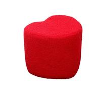 GTOULHH Otomano Pequeño para Dormitorio Reposapiés Ligero En Forma De Corazón Imitación Lana Cordero, Decoración Moderna Taburete De Pie(Rot)
