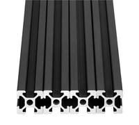 GTPBAO 4 piezas de perfil de aluminio con ranura en T 2020 UE de 20 x 20 mm for soporte de techo, escalera, jaula y bastidor. Carril extruido(Negro,400mm long)