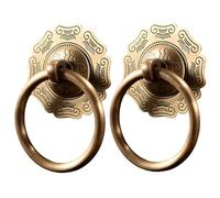 GTPBAO Llamador Puerta Tirador De Latón Rústico, Tiradores Metálicos, Aldabas para Muebles Clásicos, Edificios Antiguos y Puertas De Armarios, Color Bronce Antiguo.(2 pcs,Ring 8cm)