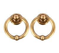 GTPBAO Llamador Puerta Tirador De Puerta Colgante para Armario Cajón Estilo Rústico, Color Bronce Antiguo para Interior y Exterior y De Latón Macizo(2 pcs,Ring 9.5cm)
