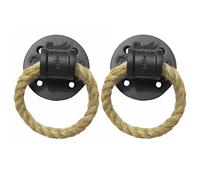 GTPBAO Llamador Puerta Tiradores Pequeños para Cajones De Hierro Fundido - Tirador De Cuerda De Cáñamo, Negro Aldaba De Anilla para Puertas Correderas, Mesitas De Noche(2 pcs)