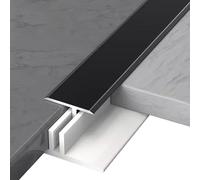 GTPBAO Perfil de transición Tira De Transición para Piso De 150cm 130cm 110cm 90cm De Largo, Tira De Unión para Piso Y Puerta con Moldura En T De Aleación De Aluminio Negra(90cm/35.4 Inch)
