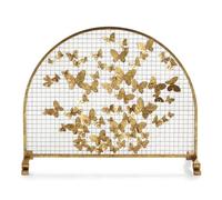 GTPBAO Salvachispas Chimenea Mampara De Chimenea Festoneada Plana, Diseño De Mariposas 3D, Color Dorado Antiguo, Cortina De Malla para Pórticos De Villas(High 85cm)