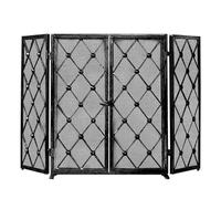 GTPBAO Salvachispas Chimenea Protector De Llama De 3 Paneles para Chimenea De Leña - Negro Pantalla para Chimenea con Puertas Dobles Abatibles, Ancho 132cm, Alto 82cm