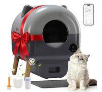 GTPLAYER Arenero Gatos Autolimpiable, 66 L, Caja Arena Automática con Control De Aplicación Y Sensor Infrarrojos, Anti-Atrapamiento, Piedra Aromática Y Tapete, Ideal Para Hogares De Varios Gatos, Gris