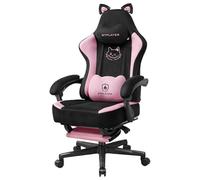 GTPLAYER Linda Silla de Gaming con Tela de Terciopelo, Silla de Gaming, Silla ergonómica de Oficina, Silla Gamer, con Orejas de Gato, Espuma viscoelástica y reposapiés, 150 kg, Color Rosa
