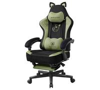 GTPLAYER Linda Silla de Gaming con Tela de Terciopelo, Silla de Gaming, Silla ergonómica de Oficina, Silla Gamer, con Orejas de Gato, Espuma viscoelástica y reposapiés, 150 kg, Color Verde