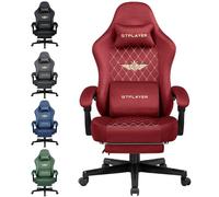 GTPLAYER Silla de Gaming de Tela, ergonómica, Silla de Oficina, PC, Capacidad de Carga de 150 kg, Silla de Escritorio Ajustable y giratoria con cojín de muelles y reposapiés, Color Rojo