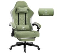 GTPLAYER Silla de Gaming de Tela, sillón para Videojuegos con cojín de muelles ensacados, Silla giratoria ergonómica, Silla Gamer con reposapiés, Capacidad de Carga de 150 kg, Color Verde