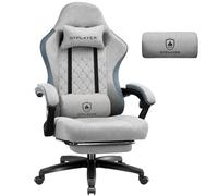 GTPLAYER Silla de Gaming de Tela, sillón para Videojuegos con cojín de muelles ensacados, Silla giratoria ergonómica, Silla Gamer con reposapiés, Capacidad de Carga de 150 kg, Gris