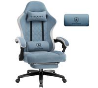 GTPLAYER Silla de Gaming de Tela, sillón para Videojuegos con cojín de muelles ensacados, Silla giratoria ergonómica, Silla Gamer con reposapiés, Capacidad de Carga de 150 kg, Azul Claro