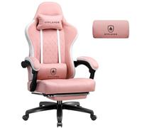 GTPLAYER Silla de Gaming de Tela, sillón para Videojuegos con cojín de muelles ensacados, Silla giratoria ergonómica, Silla Gamer con reposapiés, Capacidad de Carga de 150 kg, Color Rosa