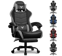 GTPLAYER Silla de Gaming Ergonómica de Oficina, Silla de Juego con Reposapiés, Reposacabezas y Soporte Lumbar Ajustables, Sillón Gamer, Gris