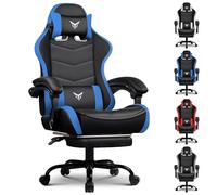 GTPLAYER Silla de Gaming Ergonómica de Oficina, Silla de Juego con Reposapiés, Reposacabezas y Soporte Lumbar Ajustables, Sillón Gamer, Azul