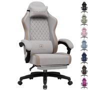 GTPLAYER Silla de Gaming ergonómica, Silla de Oficina de Tela Transpirable, Grande y Alta, giratoria, con reposapiés, Soporte Lumbar Regulable y reposacabezas, Marrón Claro