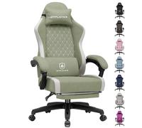 GTPLAYER Silla de Gaming ergonómica, Silla de Oficina de Tela Transpirable, Grande y Alta, giratoria, con reposapiés, Soporte Lumbar Regulable y reposacabezas, Verde