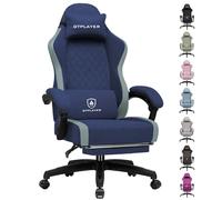 GTPLAYER Silla de Gaming ergonómica, Silla de Oficina de Tela Transpirable, Grande y Alta, giratoria, con reposapiés, Soporte Lumbar Regulable y reposacabezas, Azul Oscuro