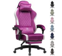 GTPLAYER Silla de Gaming ergonómica, Silla de Oficina de Tela Transpirable, Grande y Alta, giratoria, con reposapiés, Soporte Lumbar Regulable y reposacabezas, Violeta