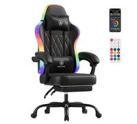 GTPLAYER Silla de gaming, silla de oficina, silla de gaming con barra de luz LED, silla gamer, respaldo con bolsa de almacenamiento, silla ergonómica de PC con mando a distancia