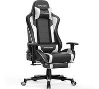 GTPLAYER Silla de juego con reposapiés, altavoz Bluetooth, silla de oficina ergonómica, silla de computadora, silla de PC, con respaldo ajustable, capacidad de carga 150 kg,