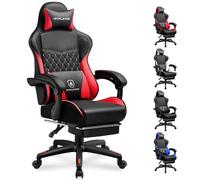 GTPLAYER Silla de juego, ergonómica, regulable en altura, funcional, para invierno y verano, con respaldo doble, reposapiés, funda extraíble y soporte lumbar rojo