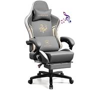 GTPLAYER Silla de Juegos con Altavoces Bluetooth y reposapiés, Silla ergonómica para computadora, Respaldo Alto, Soporte Lumbar, Silla de Oficina en casa (Gris)