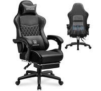 GTPLAYER Silla de juegos, silla de juegos, silla ergonómica de oficina ajustable en altura, ideal para invierno y verano, con respaldo doble, con reposapiés extraíble y soporte lumbar, color negro