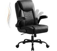 GTPLAYER Silla de oficina ergonómica, silla de escritorio, silla ejecutiva con respaldo alto, reposabrazos abatibles, altura ajustable, piel sintética, asiento extraancho, para oficina en casa, color