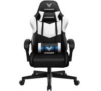 GTPLAYER Silla de Oficina para Gaming, Masaje, Silla de Gamer, ergonómica, reposacabezas, cojín Lumbar, Acolchado, Silla giratoria, Color Blanco