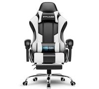 GTPLAYER Silla de Oficina para Gaming, Masaje, sillón, Silla ergonómica para Gamer, con reposapiés, reposacabezas, cojín Lumbar, Acolchado, Silla giratoria, Color Blanco
