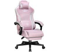 GTPLAYER Silla Gamer, ergonómica de Lino con Soporte Lumbar, Silla de Ordenador con Respaldo ampliado, soporta hasta 150 kg, Color Rosa