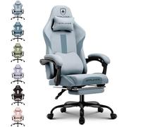 GTPLAYER Silla Gamer, Silla de Oficina Transpirable, de Tela de, Silla ergonómica de PC, Silla de Escritorio Ajustable y giratoria con reposapiés, Gris