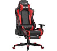GTPLAYER Silla Gaming con Altavoz Bluetooth Reposapies Escritorio Oficina Gamer Ergonomica con Cojín Reposabrazos 3D Ajustables Respaldo Reclinable Multifuncional Rojo