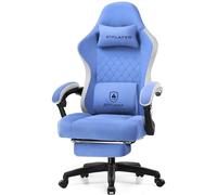 GTPLAYER Silla para Juegos, Silla de computadora con reposapiés y Soporte Lumbar, Silla de Juego Ajustable en Altura con Asiento Giratorio de 360° y reposacabezas para Oficina o Juegos, Color Azul
