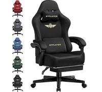 GTPLAYER Silla para Juegos, Silla de Oficina Transpirable, Silla de Oficina ergonómica, Silla ergonómica de PC, Respaldo Ajustable 160° y reposapiés Extensible, Carga 180 kg, Negro