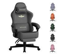 GTPLAYER Silla para Juegos, Silla de Oficina Transpirable, Silla ergonómica de PC, Tela, Respaldo Ajustable 160° y reposapiés Extensible, ergonómica, Cuero sintético, Carga 180 kg, Gris