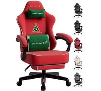 GTPLAYER Silla para videojuegos con diseño navideño, con reposapiés, asiento extra ancho, con cojín de plumas y reposabrazos sincronizado para personas grandes y fuertes 【Terciopelo】