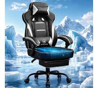 GTPLAYER Silla para videojuegos con reposapiés, silla ergonómica de oficina de 180 kg, resistente sillón para videojuegos con soporte lumbar y reposacabezas, silla de ordenador regulable en altura