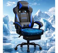GTPLAYER Silla para videojuegos con reposapiés, silla ergonómica de oficina de 180 kg, resistente sillón para videojuegos con soporte lumbar y reposacabezas, silla de ordenador regulable en altura