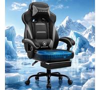 GTPLAYER Silla para videojuegos con reposapiés, silla ergonómica de oficina de 180 kg, resistente sillón para videojuegos con soporte lumbar y reposacabezas, silla de ordenador regulable en altura