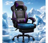 GTPLAYER Silla para videojuegos con reposapiés, silla ergonómica de oficina de 180 kg, silla de gaming resistente con soporte lumbar y reposacabezas, silla de ordenador regulable en altura, acolchada