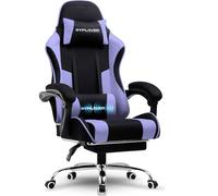 GTPLAYER Silla para Videojuegos, Silla de Oficina, Silla ergonómica para PC, sillón de Gaming con Soporte Lumbar de Masaje, sillas de tareas con reposapiés y reposacabezas, Tela Morada