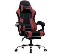 GTPLAYER Silla para Videojuegos, Silla de Oficina, Silla ergonómica para PC, sillón de Gaming con Soporte Lumbar de Masaje, sillas de Tarea con reposapiés y reposacabezas, Tela roja