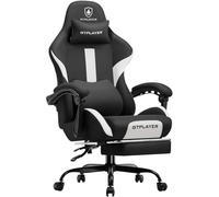 GTPLAYER Silla para Videojuegos, Silla de Oficina Transpirable, de Tela, Silla ergonómica de PC, Silla de Escritorio Ajustable y giratoria con reposapiés, Color Negro